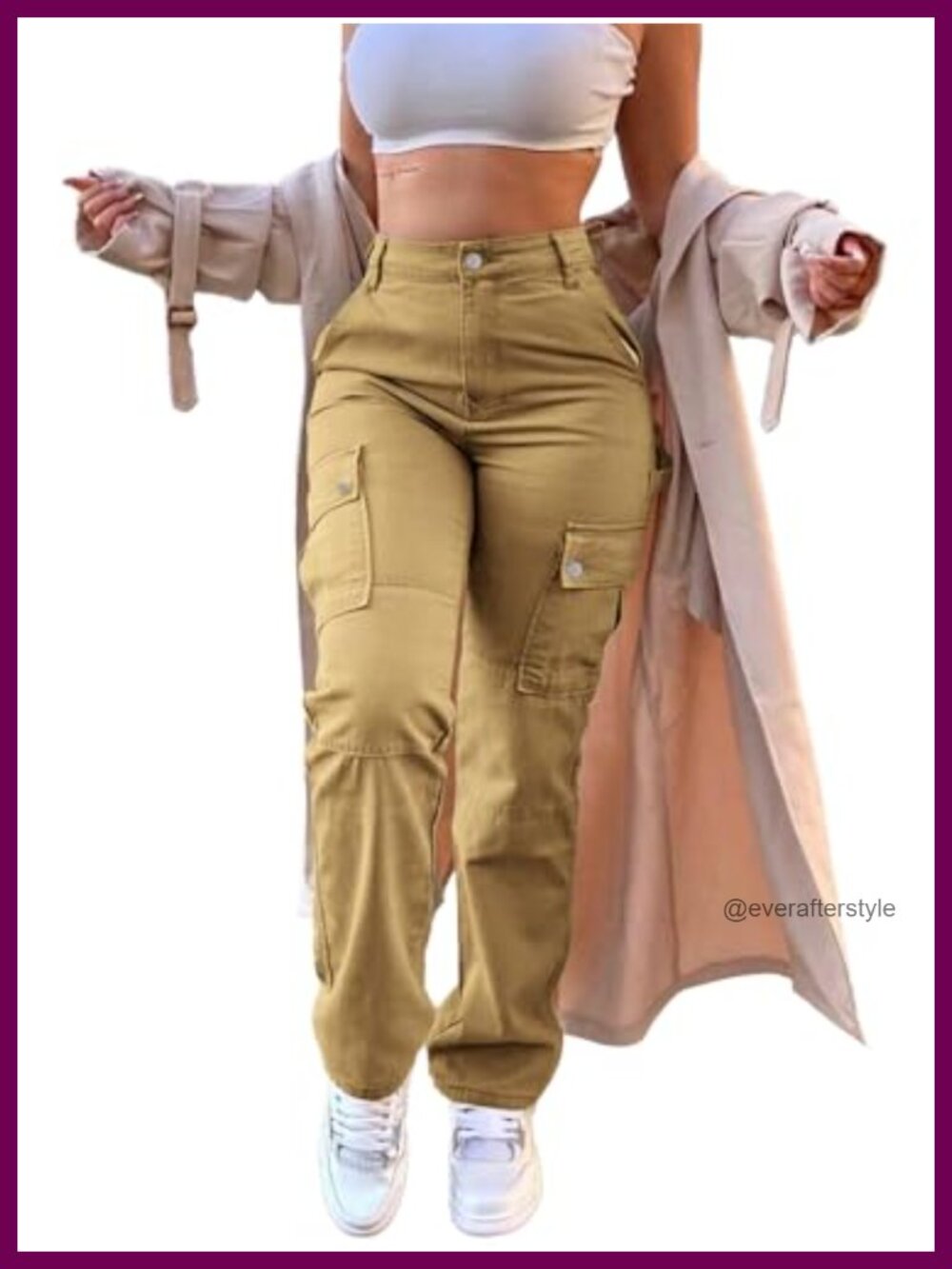 Women's High Waisted Cargo Pants 6-Pocket Stretchy Straight Leg Work Pants
